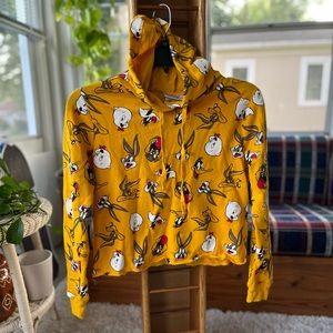 Yellow Looney Tunes Cropped Sweatshirt‎